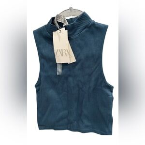 Zara Mock turtleneck Crop Top NWT